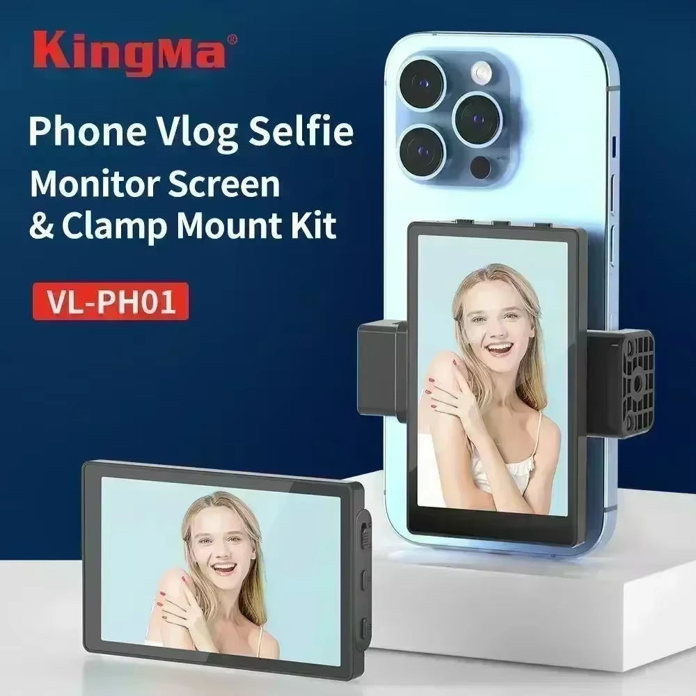 Kingma Smartphone Vlog Selfie Monitor Screen Magnetic Phone Rear Camera for Selfie Vlog Live Stream for Android Iphone Custom