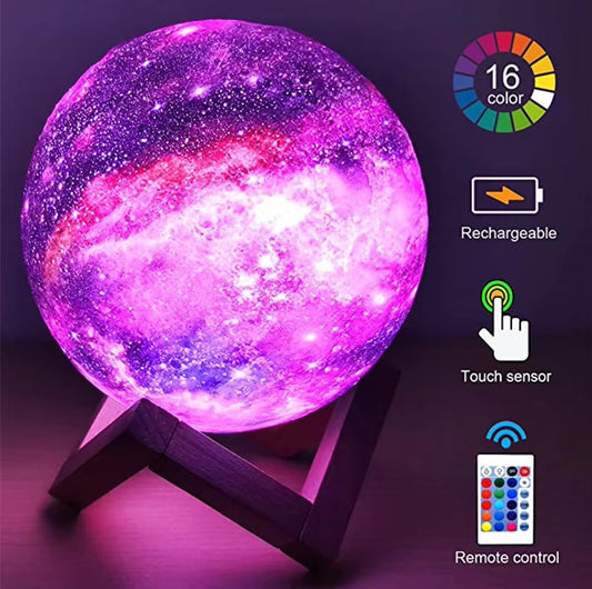 3D Print Moon Lamp 16 Colors Remote LED Night Light Rechargeable Atmosphere Nightlight Indoor Room Bedroom Decor Chirstmas Gifts