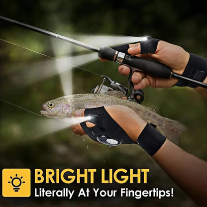 LED Flashlight Gloves 2 Fingers Protecto Waterproof Hands-Free Lights Gloves for Night Fishing Camping Repairing Cool Gadget Hot